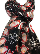 Load image into Gallery viewer, Pamper Yourself Now Black Father Christmas Design Scarf Thin Pretty Christmas Scarf