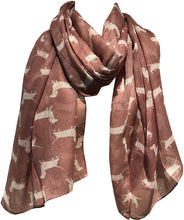 Load image into Gallery viewer, Pink with white dachshund scarf