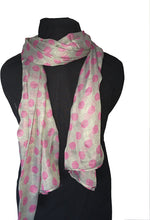 Load image into Gallery viewer, Pamper Yourself Now Light Grey with Pink Big spot Scarf/wrap
