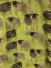 Load image into Gallery viewer, Pamper Yourself Now Light Green Sketched Sheep Design Long Scarf, Soft Ladies Fashion London