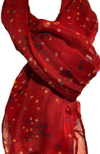Load image into Gallery viewer, Pamper Yourself Now Red with Multi Coloured dots Scarf/wrap