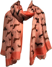 Load image into Gallery viewer, pink dachshund scarf for women