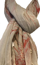 Load image into Gallery viewer, Cream with Peach Eagle and Skull Design Scarf/wrap.