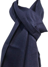Load image into Gallery viewer, Navy plain colour frayed edge men's long Scarf