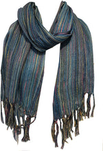 Load image into Gallery viewer, Pamper Yourself Now Blue Multi Coloured Striped Ladies Scarf/wrap
