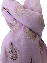 Load image into Gallery viewer, Pamper Yourself Now Pink with Gold Foiled Mulberry Tree Design Ladies Scarf/wrap. Great Present for Mum, Sister, Girlfriend or Wife.