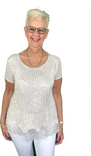 Load image into Gallery viewer, Pamper Yourself Now ltd Ladies Beige Crochet Lace Short Sleeve top.Made in Italy (AA12)