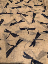 Load image into Gallery viewer, Pamper Yourself Now Ladies Scarf Beige with Blue Dragonfly Fashion Long Soft wrap/Sarong