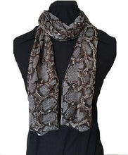 Load image into Gallery viewer, Brown/Grey Snake Skin Print Thin Chiffon Style Pretty Scarf Great for Any Outfit Lovely Gift