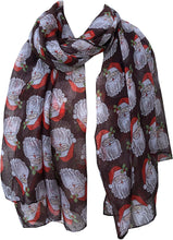 Load image into Gallery viewer, Brown big santa christmas long scarf