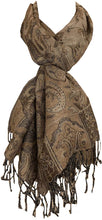 Load image into Gallery viewer, Pamper Yourself Now Brown Paisley Shiny Design Pashmina Ladies Soft Oversized London Fashion Scarf wrap