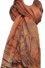 Load image into Gallery viewer, Peach with Brown Eagle and Skull Design Scarf/wrap.