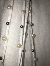 Load image into Gallery viewer, Pamper Yourself Now White with Beads and Pearls with Frayed Edge Long Soft Scarf/wrap