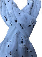 Load image into Gallery viewer, Pamper Yourself Now White with White Standing up Flamingo Long Scarf/wrap with Frayed Edge