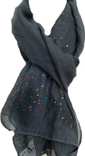 Load image into Gallery viewer, Pamper Yourself Now Plain Grey Scarf with Multi Coloured Sparkle Lovely Long Soft Scarf Fantastic Gift