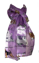 Load image into Gallery viewer, Pamper Yourself Now Lilac Shiny Dog Scarf with Different Dog Breeds