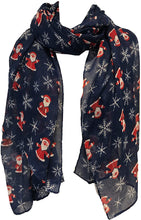 Load image into Gallery viewer, Pamper Yourself Now Blue Father Christmas Ladies Scarf