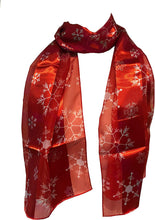 Load image into Gallery viewer, Pamper Yourself Now Red Christmas Snowflake Design Scarf, Lovely Chrismas Scarf Great for Presents.