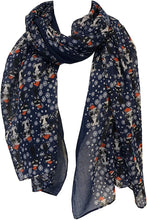 Load image into Gallery viewer, Pamper Yourself Now Blue with Christmas Dogs and cat Design Long Soft Scarf