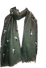 Load image into Gallery viewer, Green German Shepherd Design Long Scarf/wrap