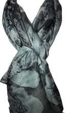 Load image into Gallery viewer, Pamper Yourself Now Dark Grey with Grey Big Roses Design Scarf