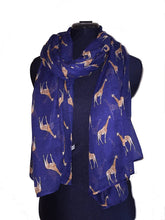 Load image into Gallery viewer, Navy giraffe long soft scarf