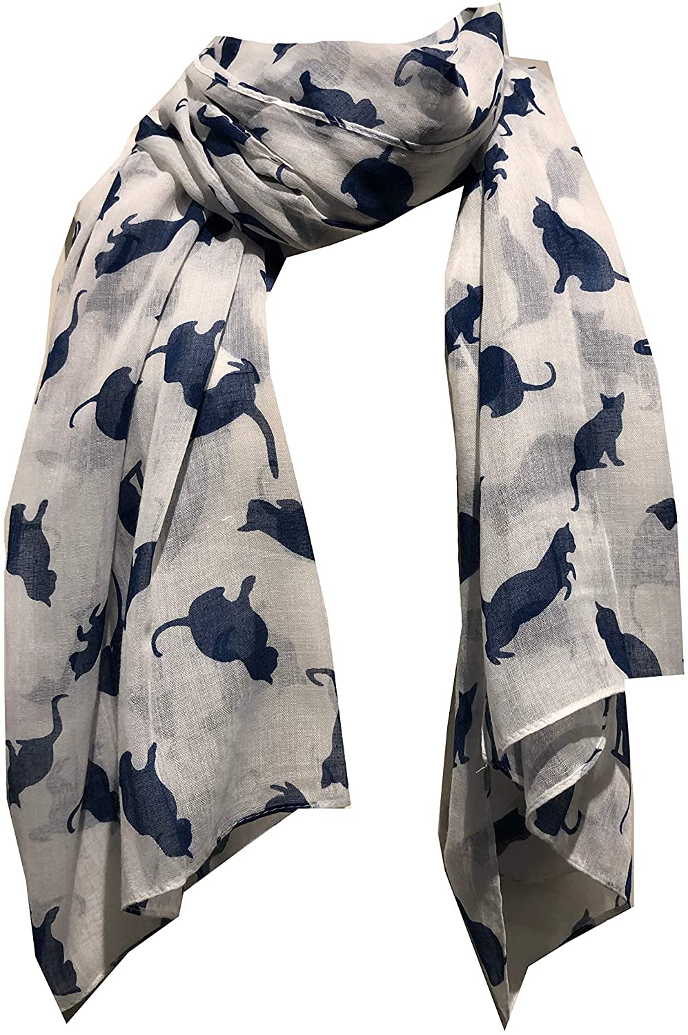 Creamy White with Navy Cats Scarf for owmen
