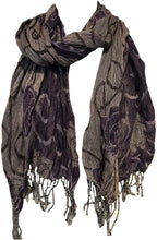 Load image into Gallery viewer, Pamper Yourself Now Purple and Grey Chunky Rose Design Stretchy Blanket Scarf/wrap. Great Present/Gift for mums, Girlfriends or Wife.