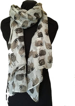 Load image into Gallery viewer, Pamper Yourself Now White Sketched Sheep Design Long Scarf, Soft Ladies Fashion London