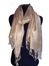 Load image into Gallery viewer, Dark beige with light beige spots Pashmina Style Scarf Lovely Summer wrap