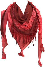 Load image into Gallery viewer, Pamper Yourself Now Orange with Small Rose and Chiffon lace Trim Triangle Scarf