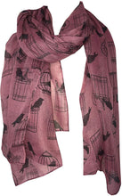 Load image into Gallery viewer, Pamper Yourself Now Pink with Black Bird cage and Bird Design Scarf Lovely Soft Scarf Fantastic Gift