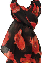 Load image into Gallery viewer, Black poppy Lady Soft Long Shawl/scarf