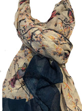 Load image into Gallery viewer, Pamper Yourself Now Beige with Black/Pink Bird in Bush Scarf