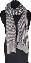 Load image into Gallery viewer, Pamper Yourself Now Grey with White Stripes Long Soft Scarf