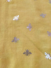 Load image into Gallery viewer, Pamper Yourself Now Yellow with Silver Bumble Bees Long Scarf. Great Present/Gift for bee Lovers.