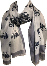 Load image into Gallery viewer, Panda ladies long scarf/wrap. Great for presents/gifts