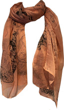 Load image into Gallery viewer, Peach with Brown Eagle and Skull Design Scarf/wrap.