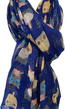 Load image into Gallery viewer, Pamper Yourself Now Blue Big Eye Owls Design Pretty Scarf, Long Soft Ladies Fashion London