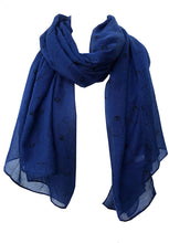 Load image into Gallery viewer, Navy with black baby penguins long soft scarf