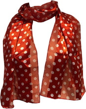 Load image into Gallery viewer, Pamper Yourself Now Red with White Medium spot Thin Pretty Scarf. Lovely with Any Outfit