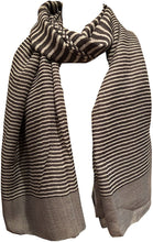 Load image into Gallery viewer, Pamper Yourself Now Grey with White Stripes Long Soft Scarf