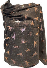 Load image into Gallery viewer, Pamper Yourself Now Dark Grey with Gold Fairy Design Long Scarf/wrap