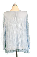Load image into Gallery viewer, Pamper Yourself Now ltd Ladies Sky Blue Crochet lace Long Sleeve top. Made in Italy (AA57)
