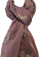 Load image into Gallery viewer, Pamper Yourself Now Lilac with Gold Foiled Mulberry Tree Design Ladies Scarf/wrap. Great Present for Mum, Sister, Girlfriend or Wife.