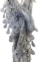 Load image into Gallery viewer, Pamper yourself Light Grey Leaf Lace Scarf