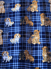 Load image into Gallery viewer, Pamper Yourself Now Blue Tartan Shiny Dog Scarf with Different Dog Breeds Thin Long Scarf