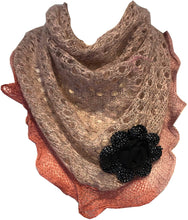 Load image into Gallery viewer, Pamper Yourself Now Light Pink with Pink Trim and Black Flower Triangle Scarf