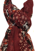 Load image into Gallery viewer, Pamper Yourself Now Red with Christmas Dogs and cat Design Long Soft Scarf