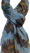 Load image into Gallery viewer, Light blue colourful daisy scarf Lovely soft scarf